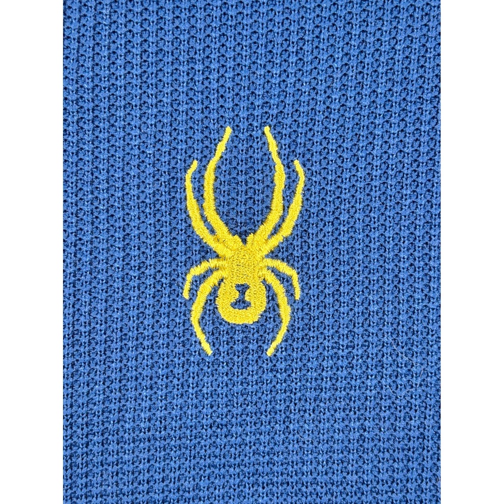 Spyder Mens Blue Waffle Knit Quarter Zip Pullover Fleece Lined Jacket Large - Picture 7 of 11